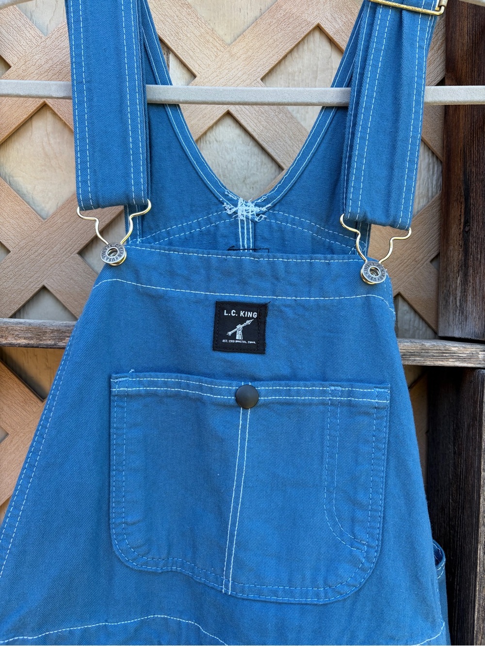 LC King | Women's Tailored Fit Over-Dyed Arctic Blue High Back Overalls